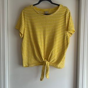 Yellow and white striped tie t-shirt